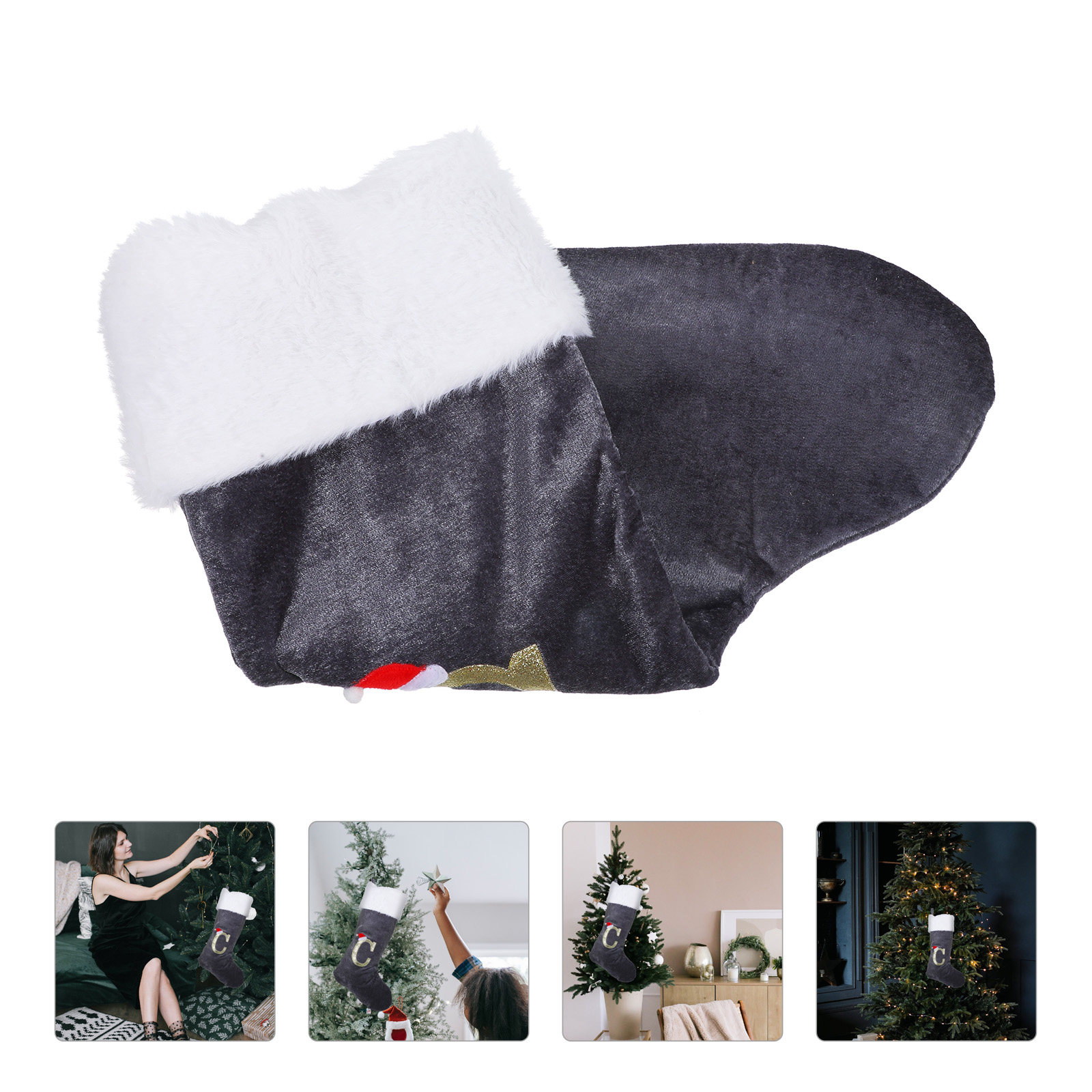 Embroidery Xmas Stocking - Xmas Stocking Cartoon Embroidery Hanging Sock