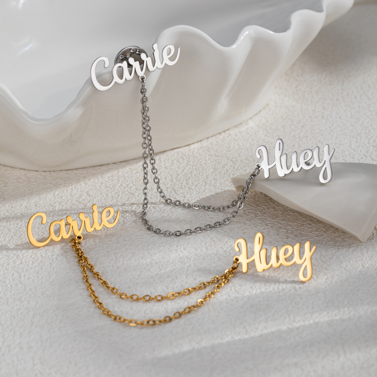 Embroidery Name - Fashion 2 Names DIY Customized Pins