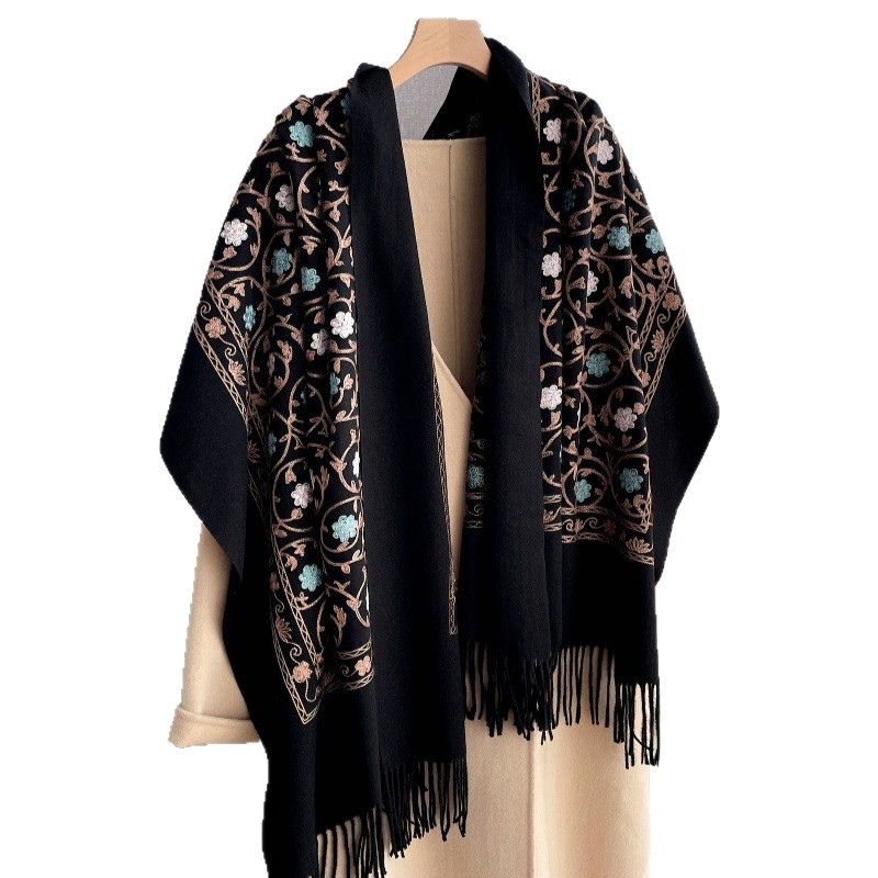 Embroidery Hijab - 2025 New Embroidery Cashmere Scarf Women