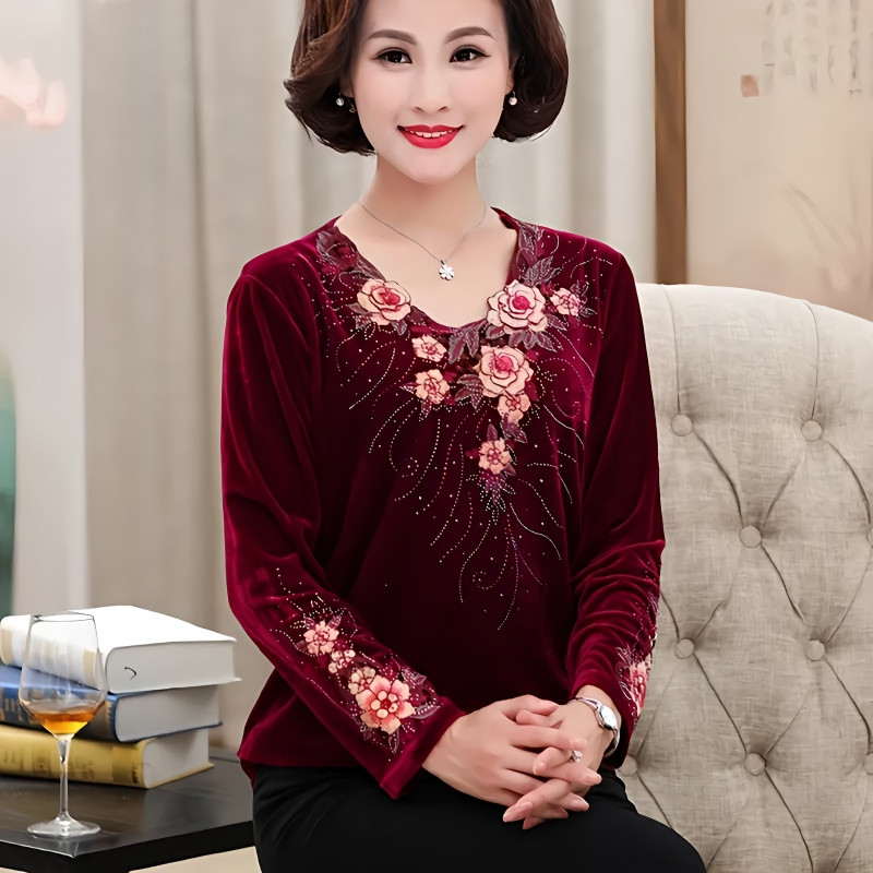 Embroidery Gold - 5XL 6XL Large Size Middle-aged Woman