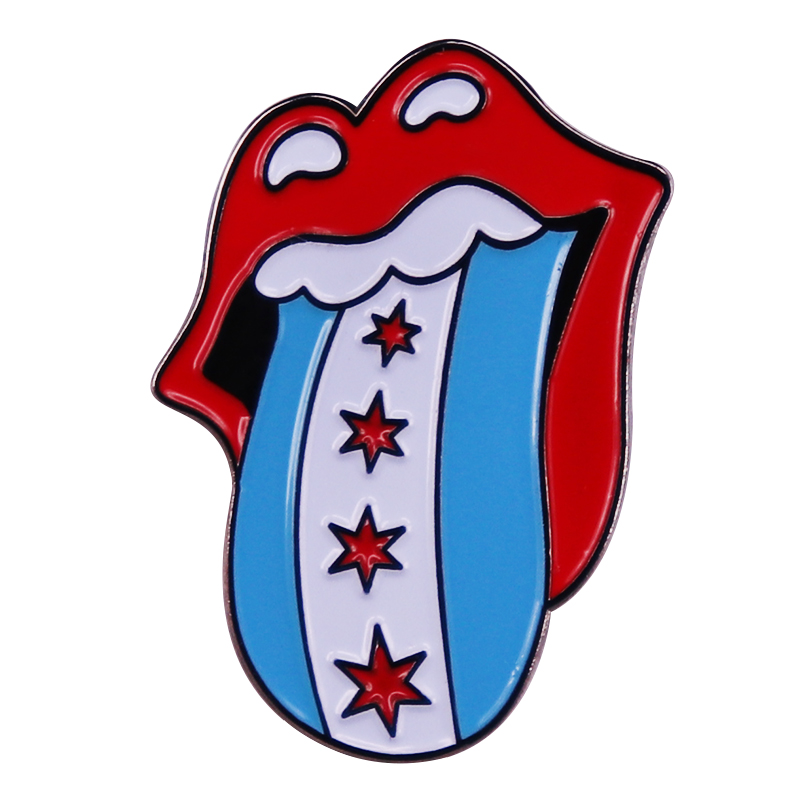 Embroidery Lips - Chicago Cờ Men Pin NhạC Môi