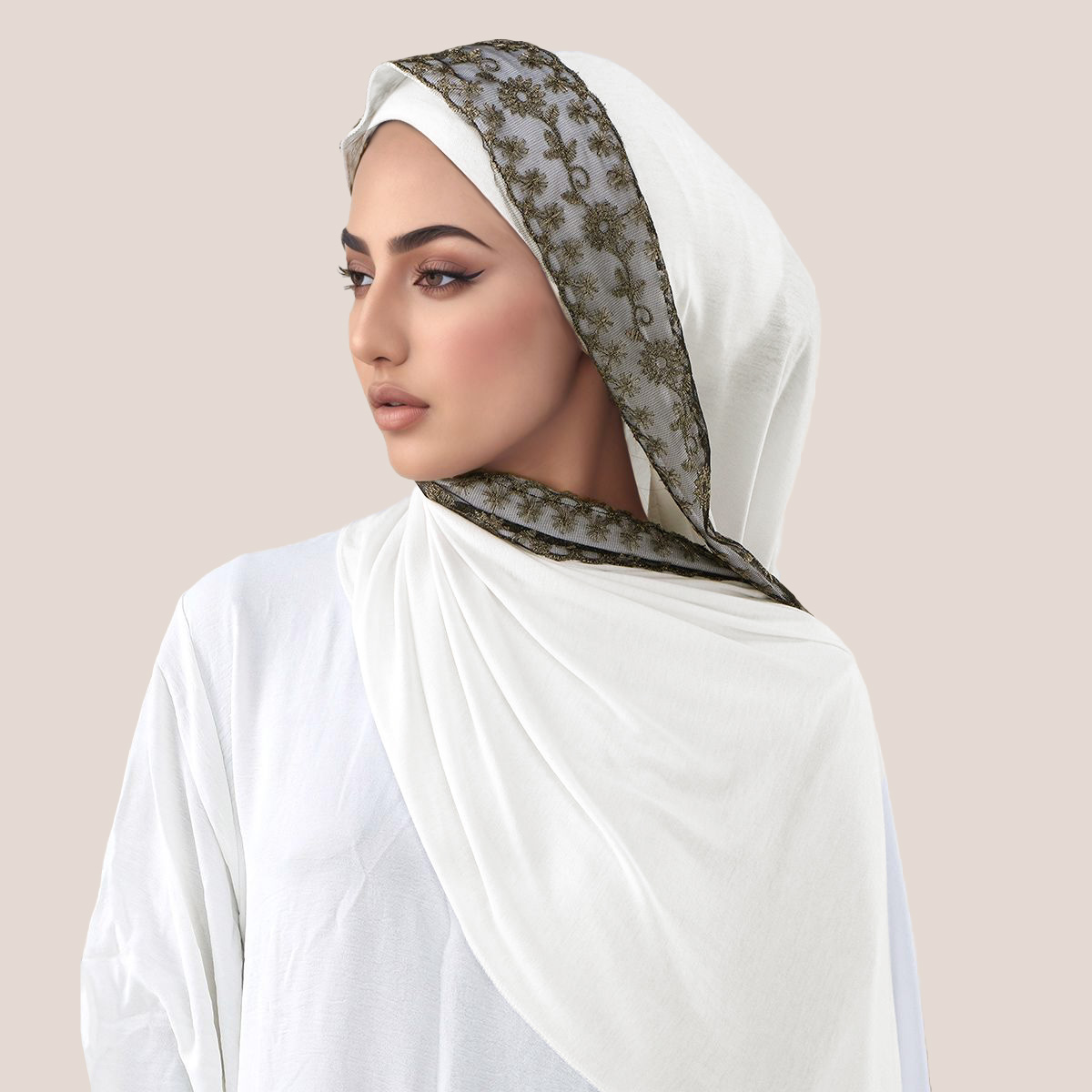 Lace Embroidery Cotton Jersey  - đánh giá và giá Embroidery Hijab