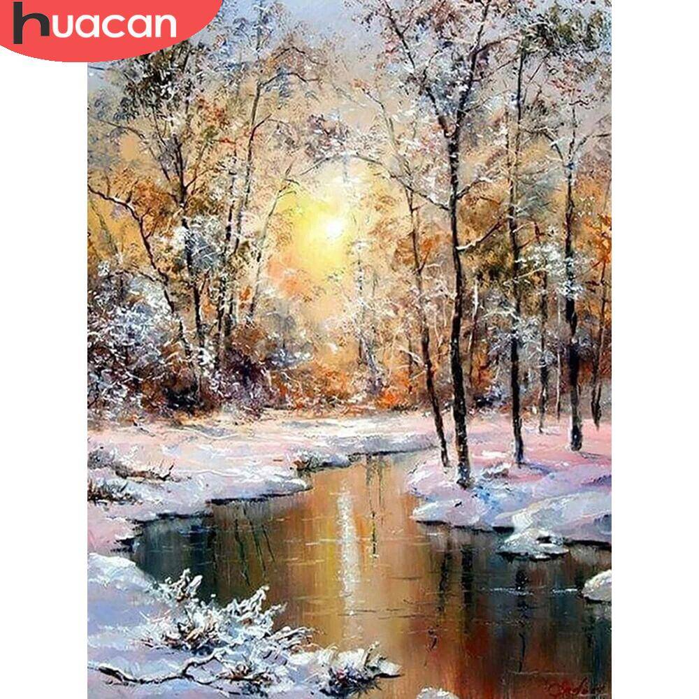 HUACAN Diamond Painting Winter - đánh giá và giá Embroidery Xmas