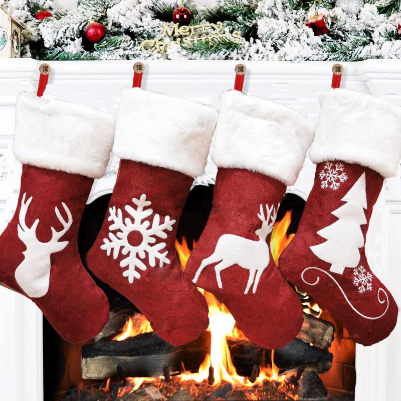 Red Santa Stocking Elk Snowfla - đánh giá và giá Embroidery Xmas Stocking