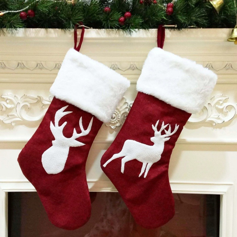 Red Santa Stocking Elk Snowfla - đánh giá và giá Embroidery Xmas Stocking