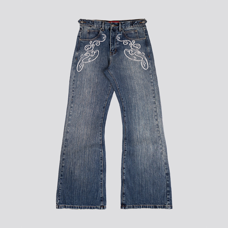 Y2k Blue Opening Bootcut Jeans - đánh giá và giá Embroidery On Jeans