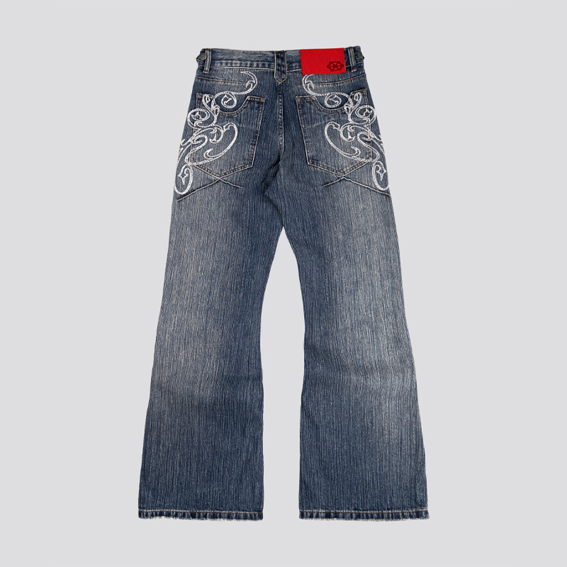 Y2k Blue Opening Bootcut Jeans - đánh giá và giá Embroidery On Jeans