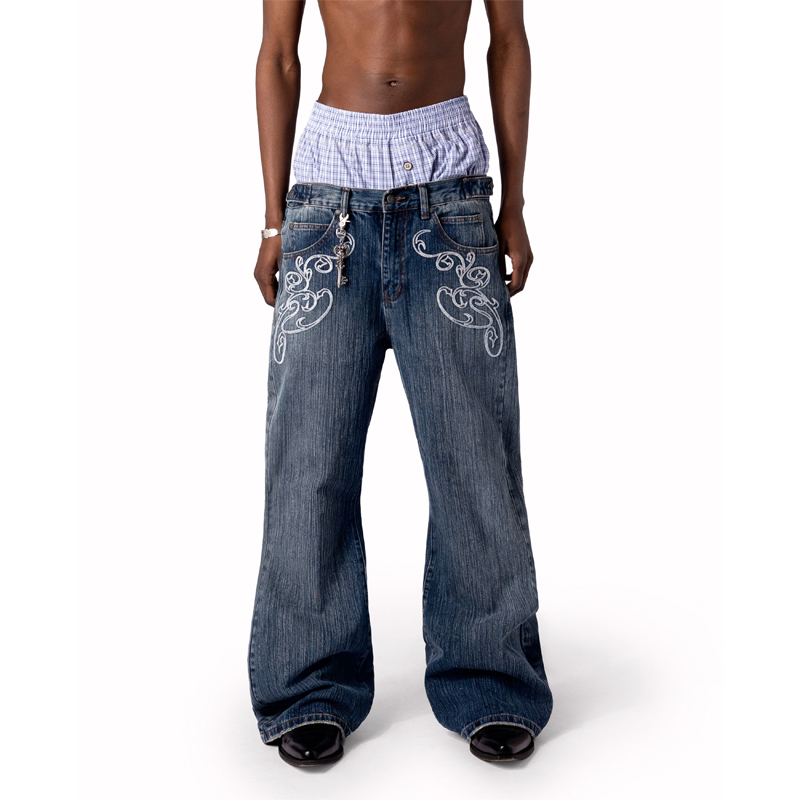 Y2k Blue Opening Bootcut Jeans - đánh giá và giá Embroidery On Jeans