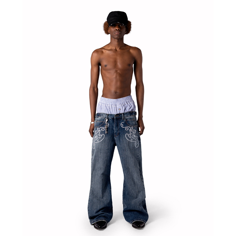 Y2k Blue Opening Bootcut Jeans - đánh giá và giá Embroidery On Jeans