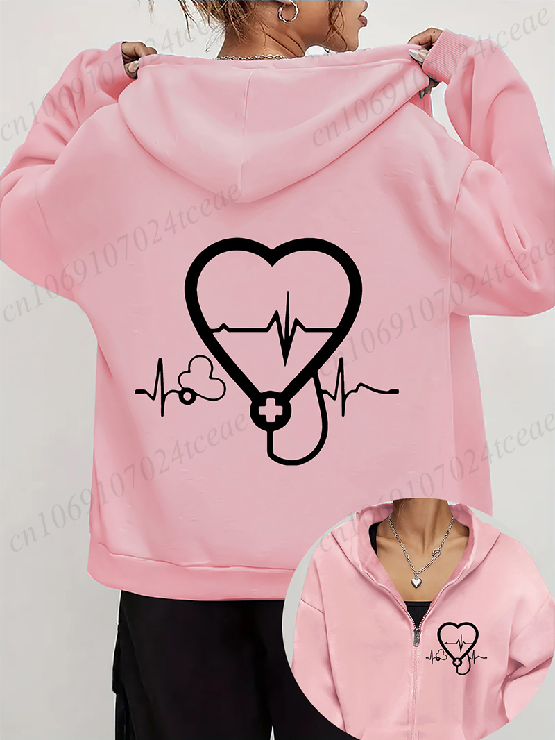 Women's Autumn Winter Hoodies  - đánh giá và giá Embroidery Zip Up Hoodie