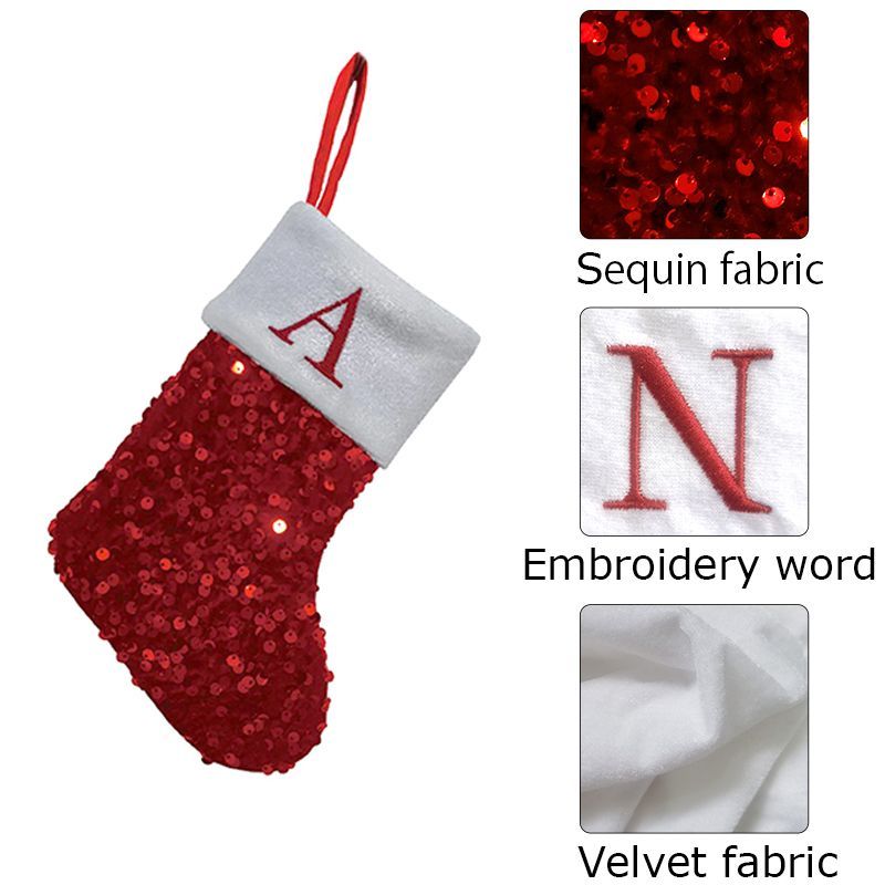 Red Sequin Christmas Stocking  - đánh giá và giá Embroidery Xmas Stocking
