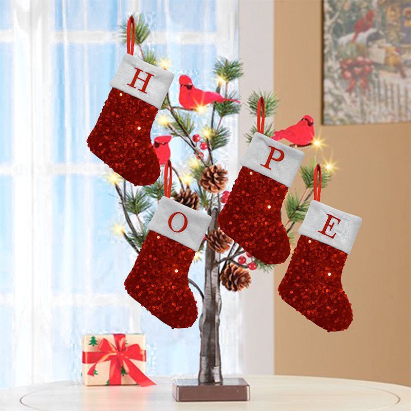 Red Sequin Christmas Stocking  - đánh giá và giá Embroidery Xmas Stocking