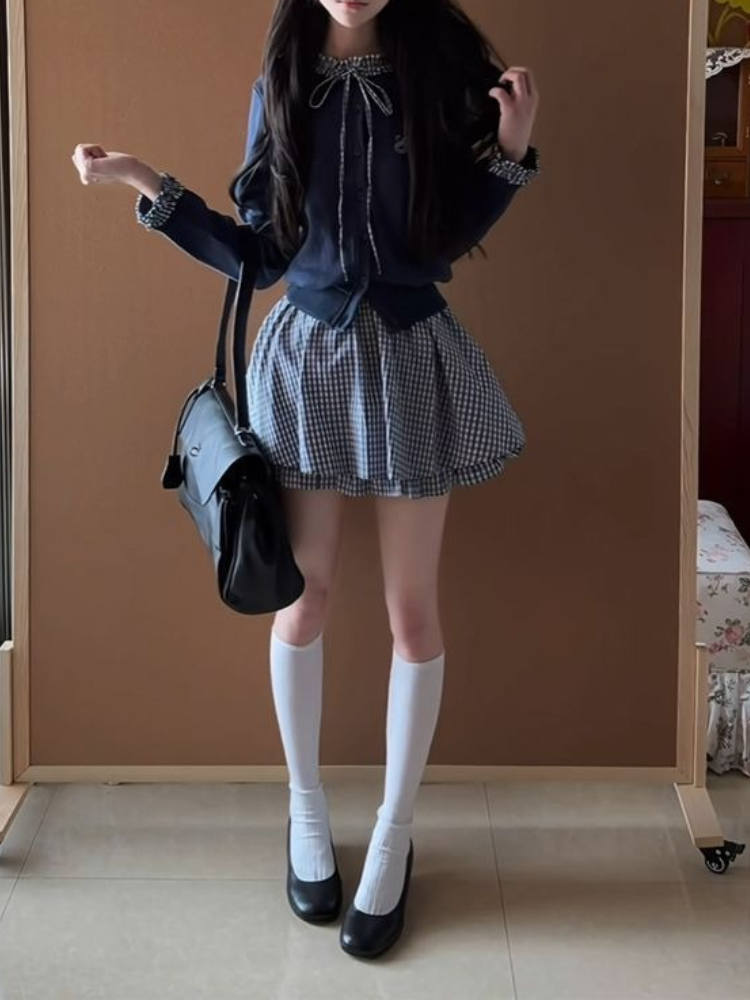 Japanese Preppy Sweet 2 Piece  - đánh giá và giá Embroidery Cotton Shirt