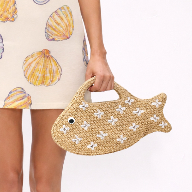 Embroidered Fish Raffia Straw  - đánh giá và giá Embroidery Fish