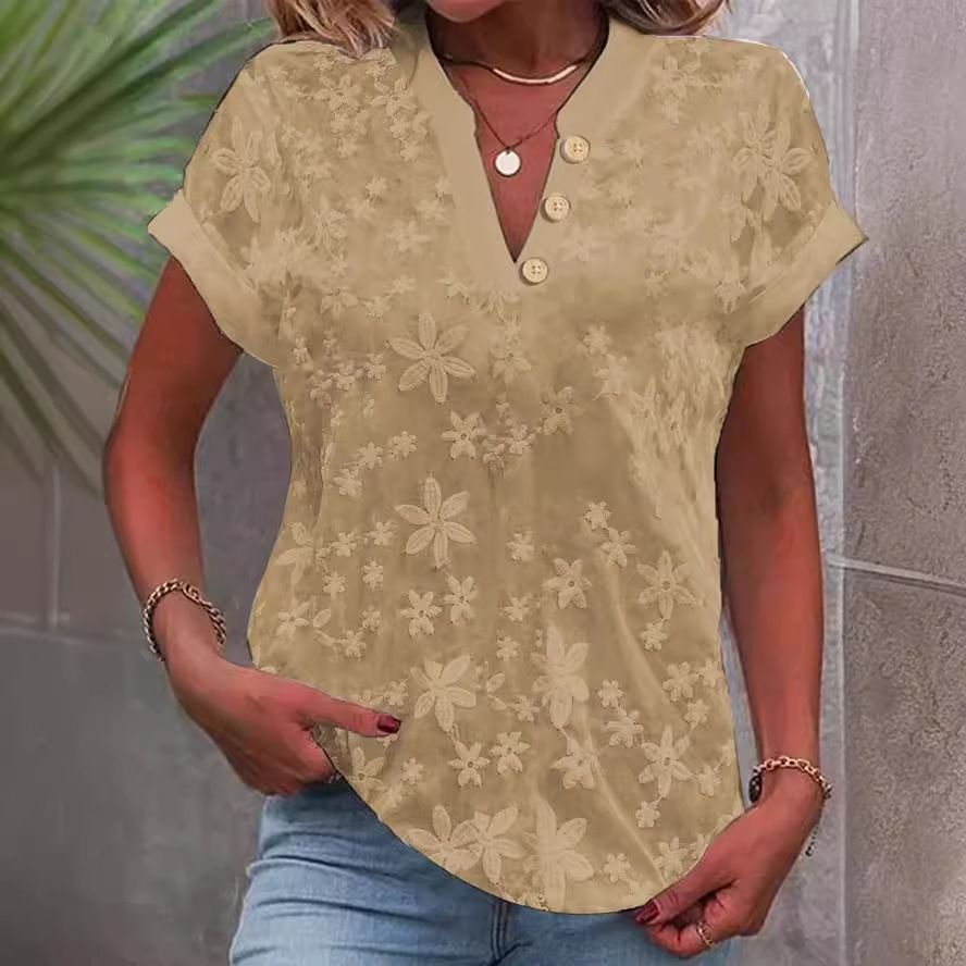 Women Floral Embroidery V Neck - đánh giá và giá Embroidery Jersey