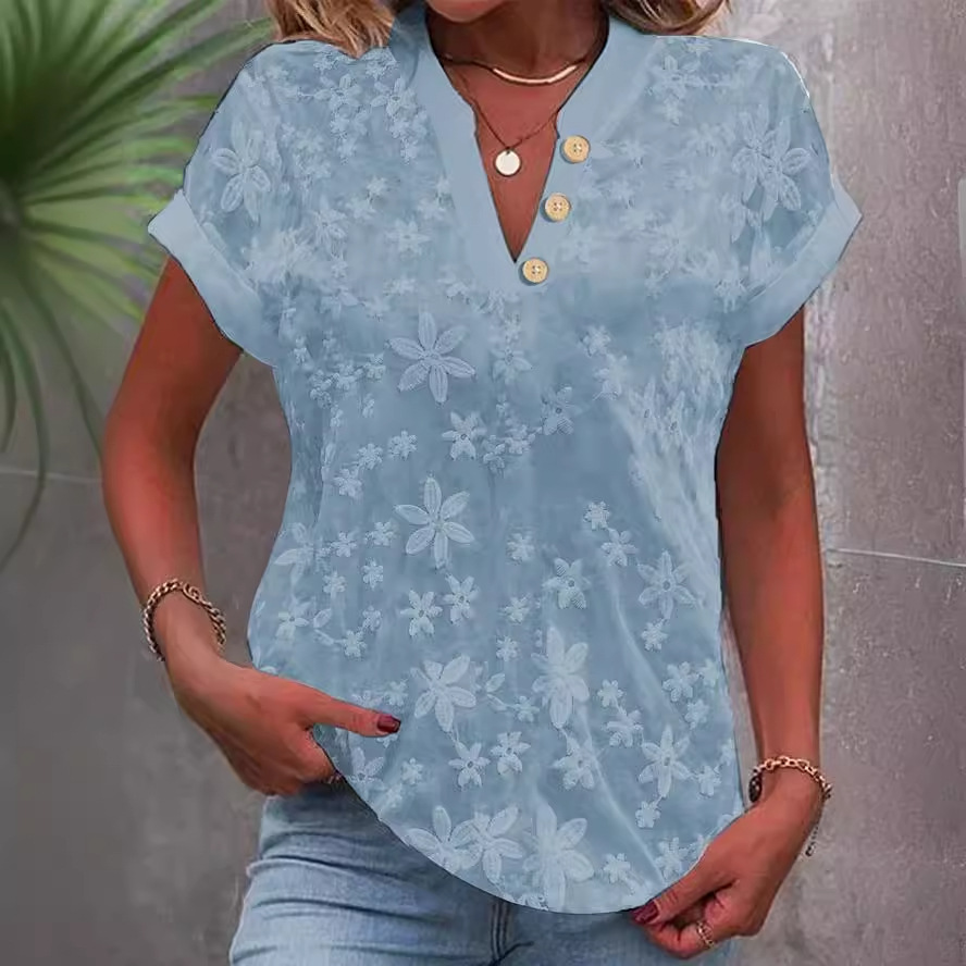 Women Floral Embroidery V Neck - đánh giá và giá Embroidery Jersey