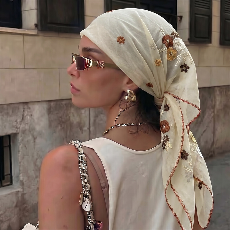 Luxury Sheer Mesh Shawl Floral - đánh giá và giá Embroidery Hijab