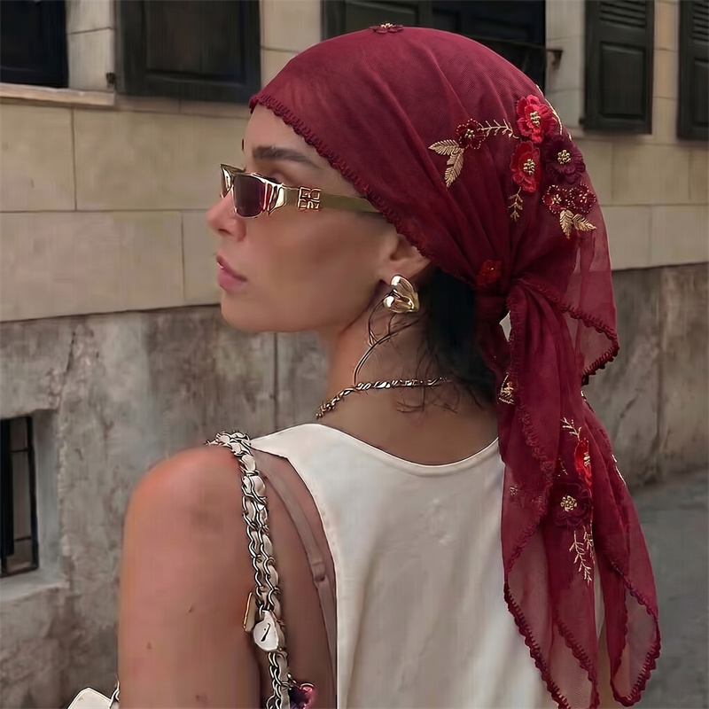 Luxury Sheer Mesh Shawl Floral - đánh giá và giá Embroidery Hijab