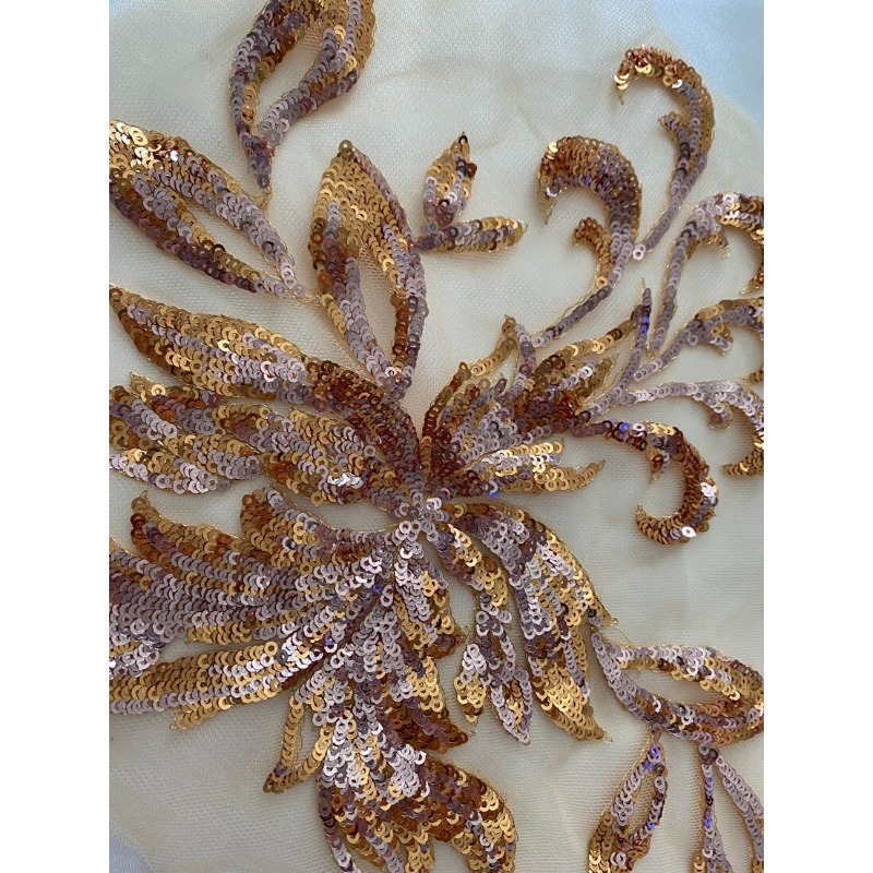 Lace Embroidery Mesh Sequin Fl - đánh giá và giá Embroidery Gold