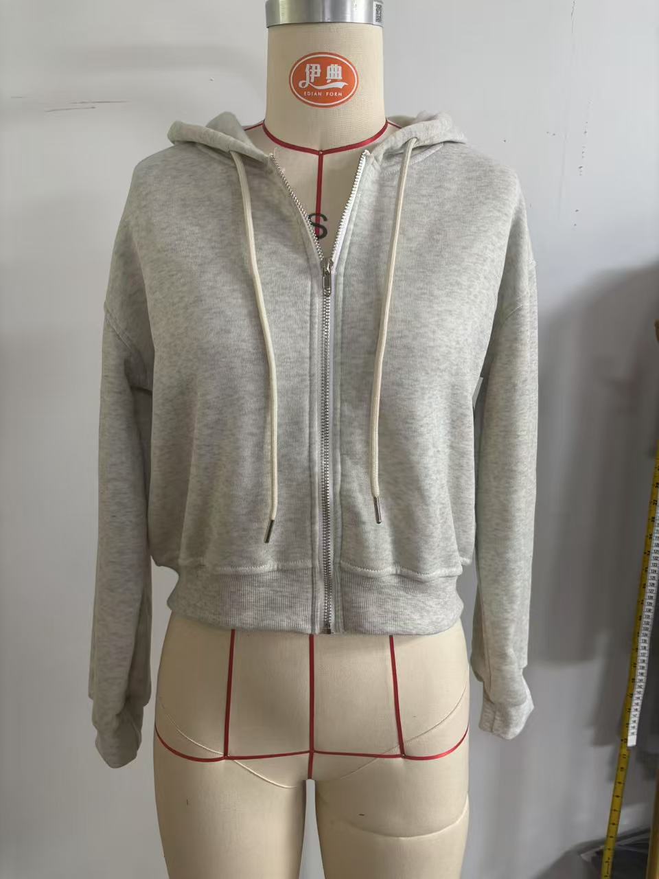 Women's Gray Cropped Zip Up Ho - đánh giá và giá Embroidery Zip Up Hoodie