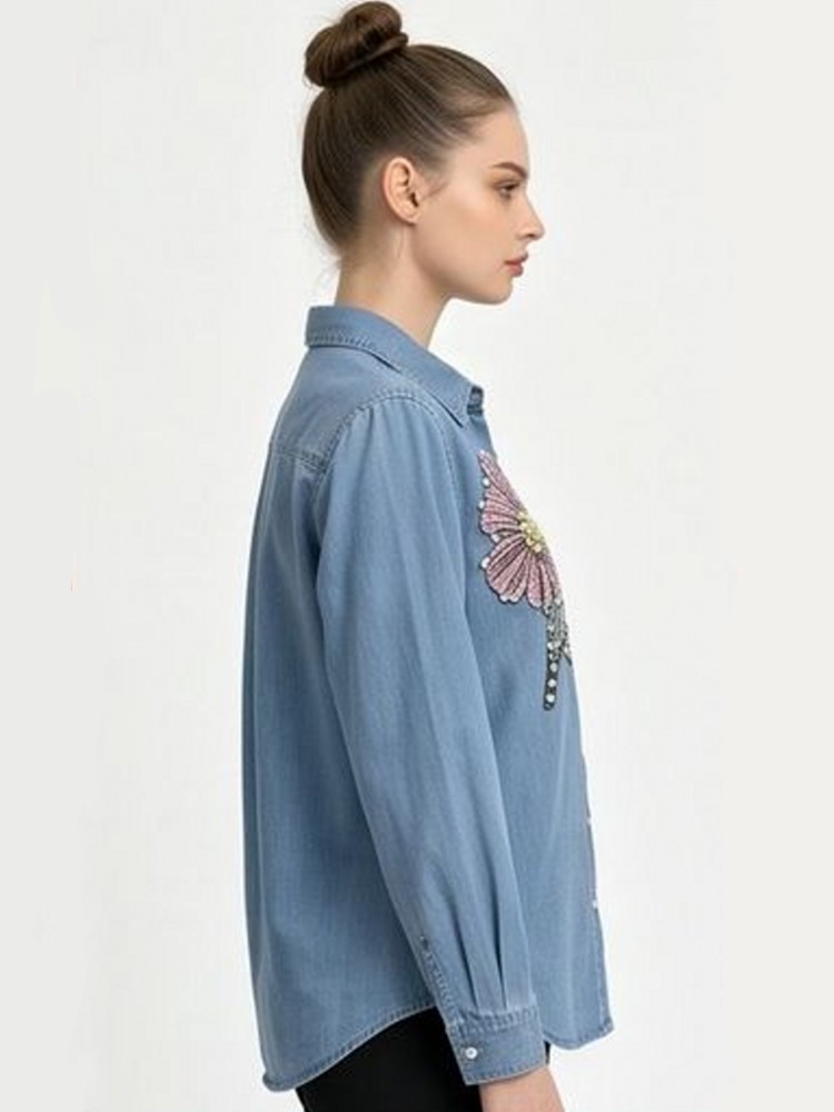 Women Denim Embroidery Blouses - đánh giá và giá Embroidery Cotton Shirt