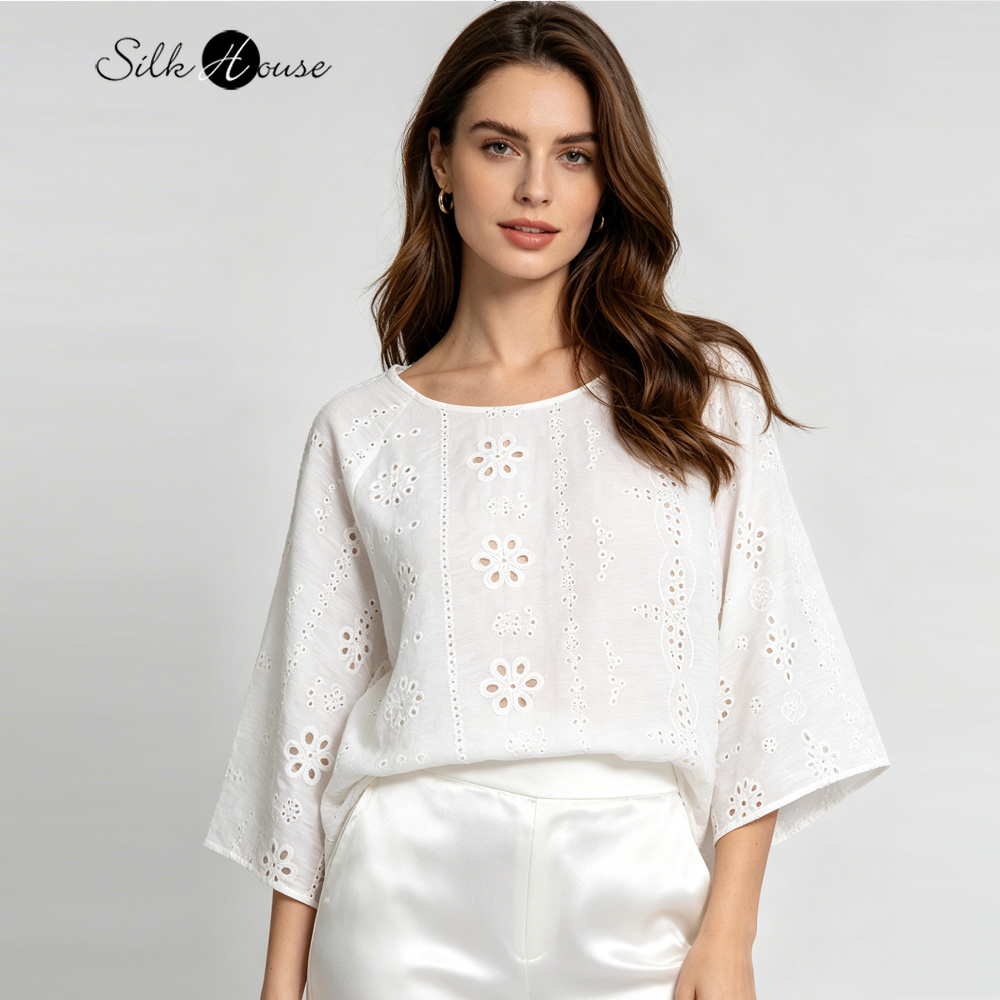 Plus Size White Hollow Embroid - đánh giá và giá Embroidery Jersey