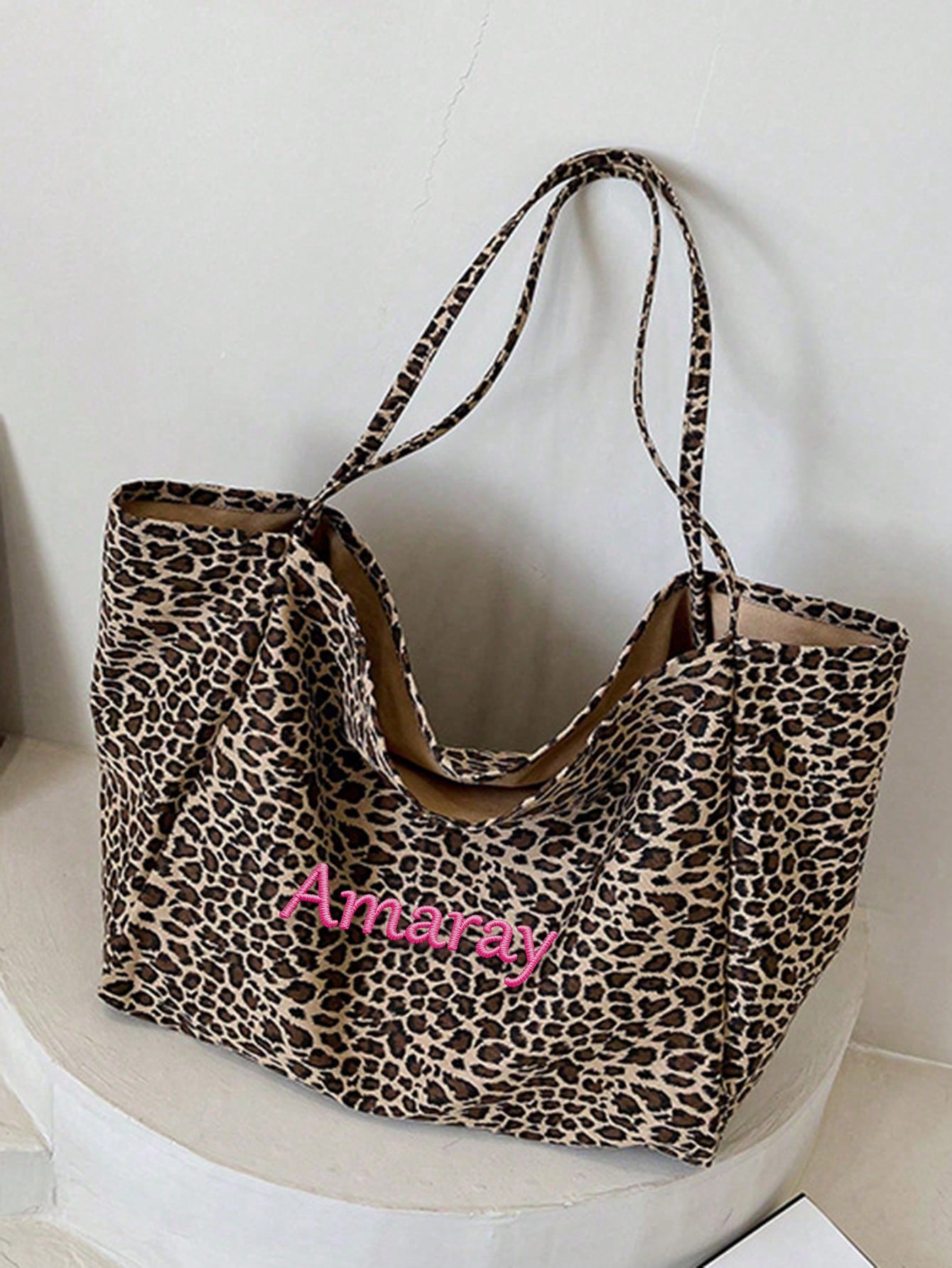 Custom Name Leopard Print Tote - đánh giá và giá Embroidery Name