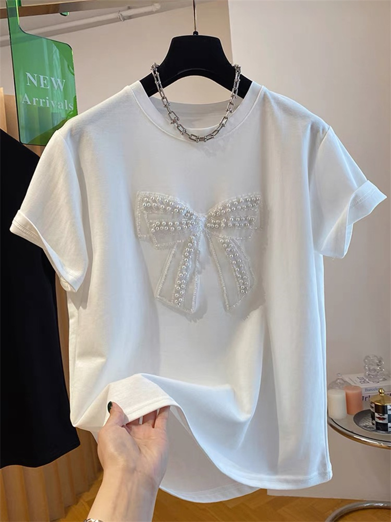  Pearl  Knot Short Sleeve T-Sh - đánh giá và giá Embroidery Cotton Shirt