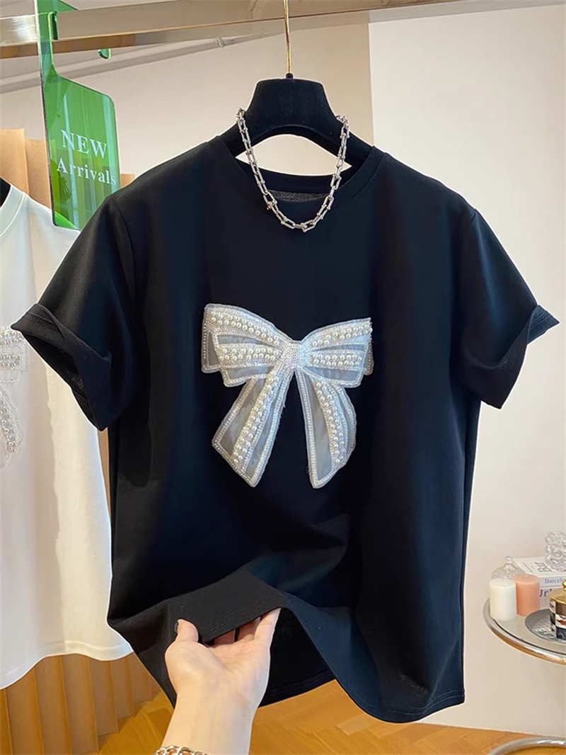  Pearl  Knot Short Sleeve T-Sh - đánh giá và giá Embroidery Cotton Shirt