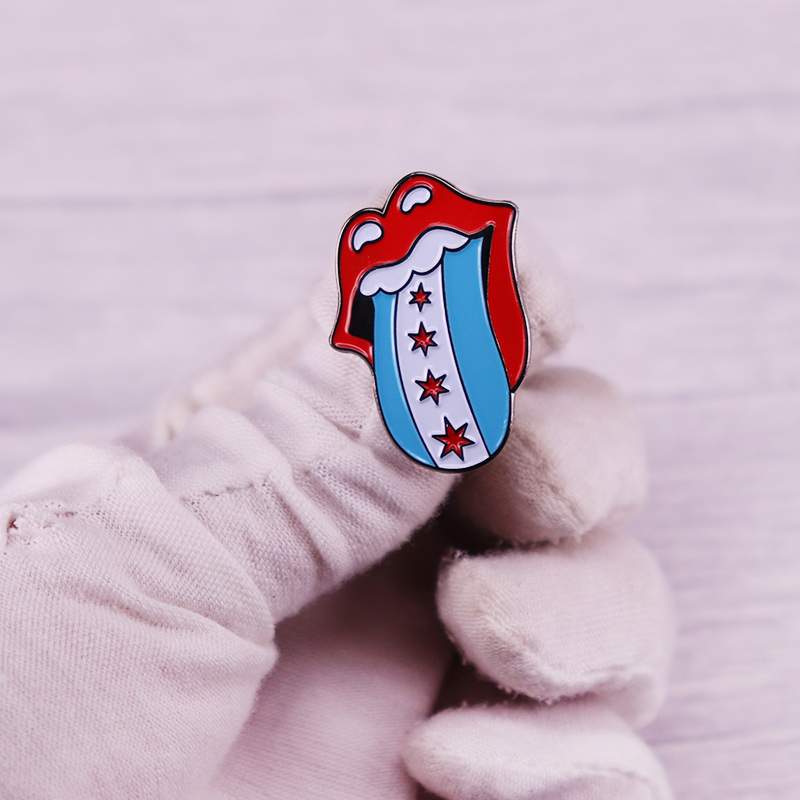 Chicago Cờ Men Pin NhạC Môi Hu - đánh giá và giá Embroidery Lips
