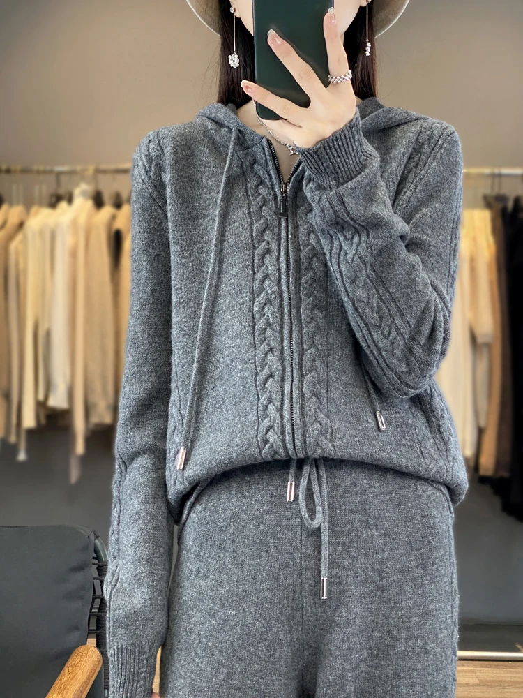 Women's Pure Cashmere Hooded C - đánh giá và giá Embroidery Zip Up Hoodie