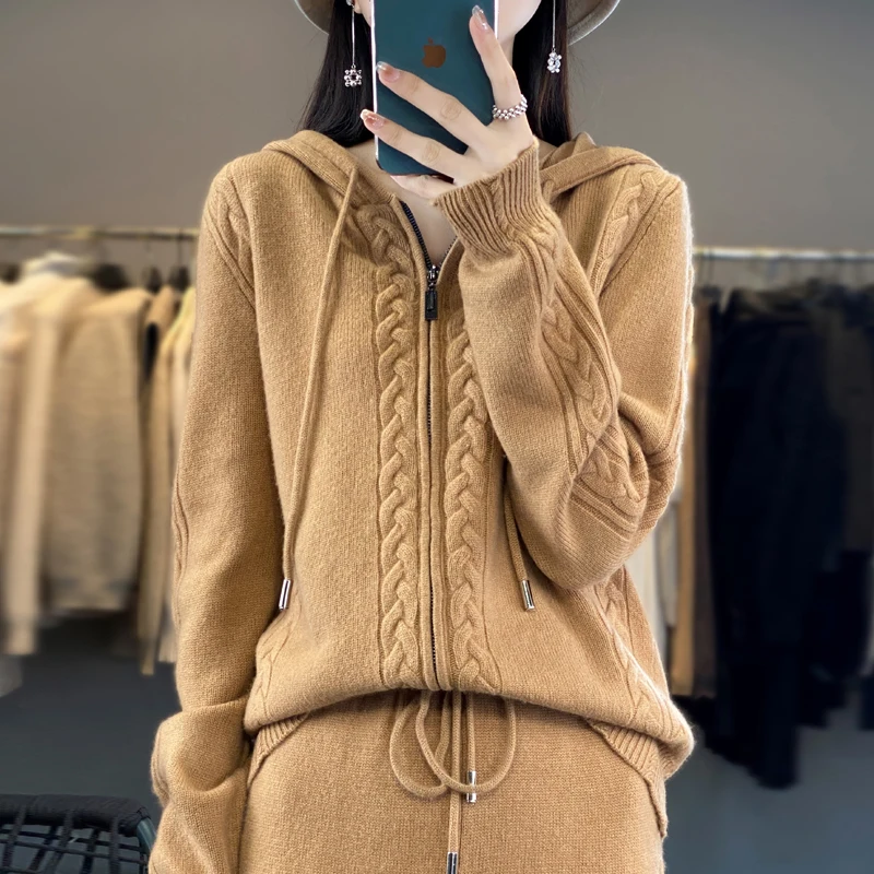 Women's Pure Cashmere Hooded C - đánh giá và giá Embroidery Zip Up Hoodie