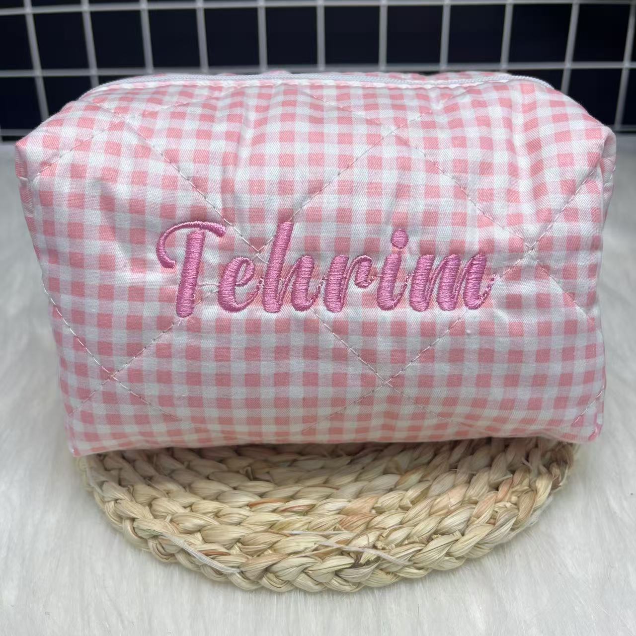 Large Capacity Striped Cosmeti - đánh giá và giá Embroidery Name