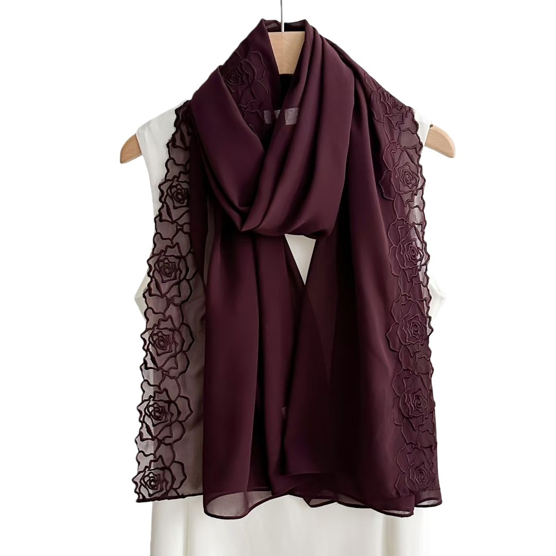 Purple Chiffon Hijab Shawls Wo - đánh giá và giá Embroidery Hijab