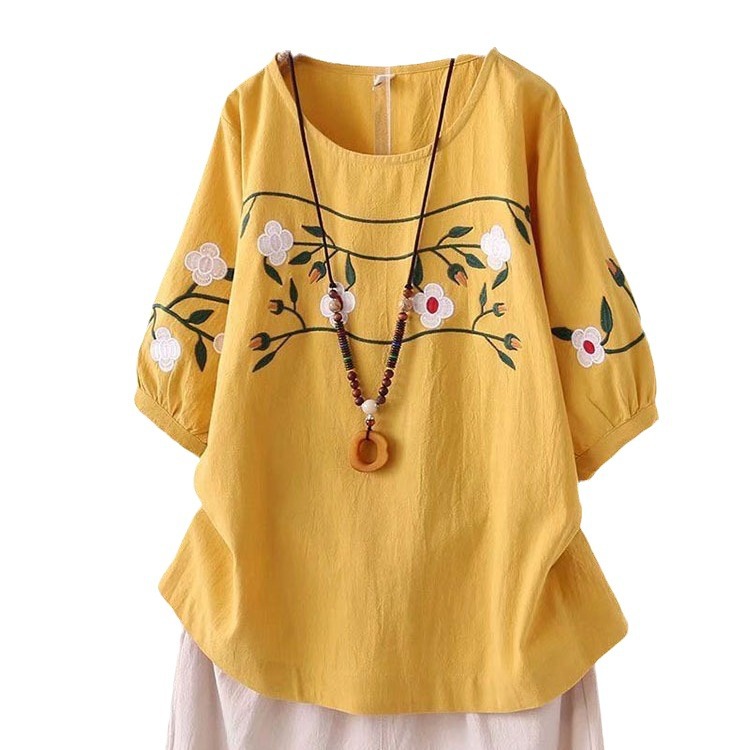 Plus-size Women's Spring and S - đánh giá và giá Embroidery Cotton Shirt