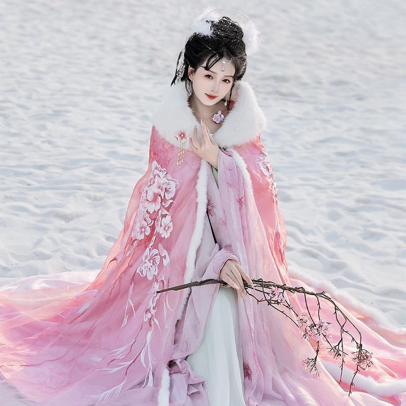 Pink&Red Hanfu Cloak Dress Wom - đánh giá và giá Embroidery Xmas