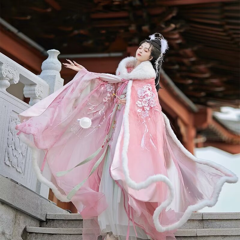 Pink&Red Hanfu Cloak Dress Wom - đánh giá và giá Embroidery Xmas