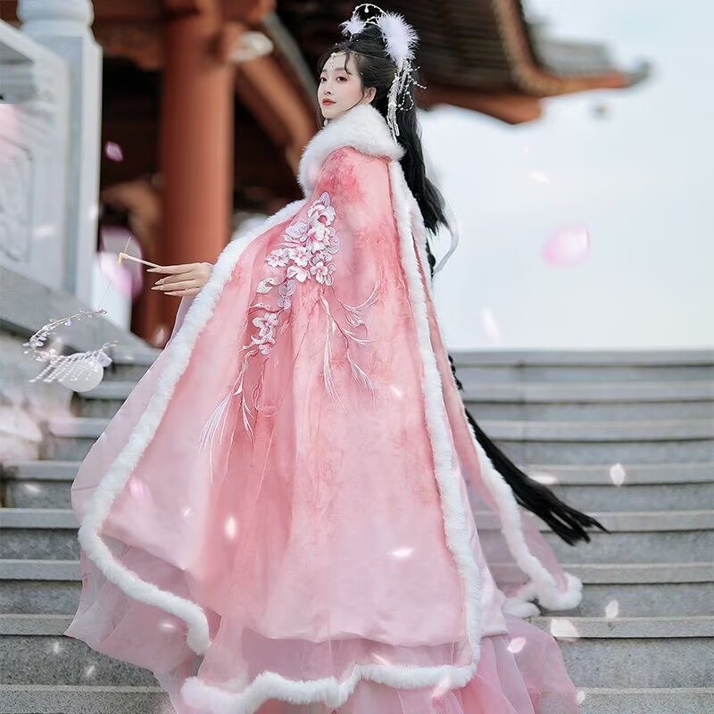 Pink&Red Hanfu Cloak Dress Wom - đánh giá và giá Embroidery Xmas